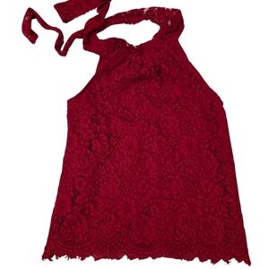 Elegant Red Lace Halter Top